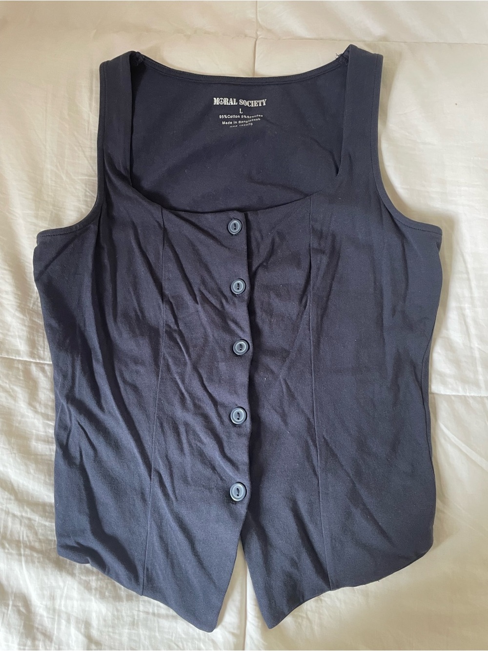 Moral Society Navy Button-Front Tank